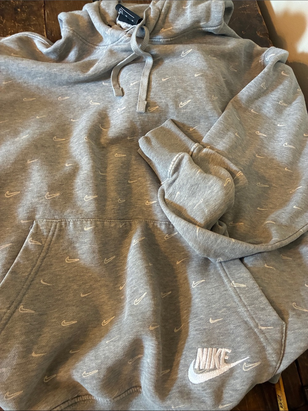 Nike Men’s Light Gray Sweatshirt with White Swoosh Accents